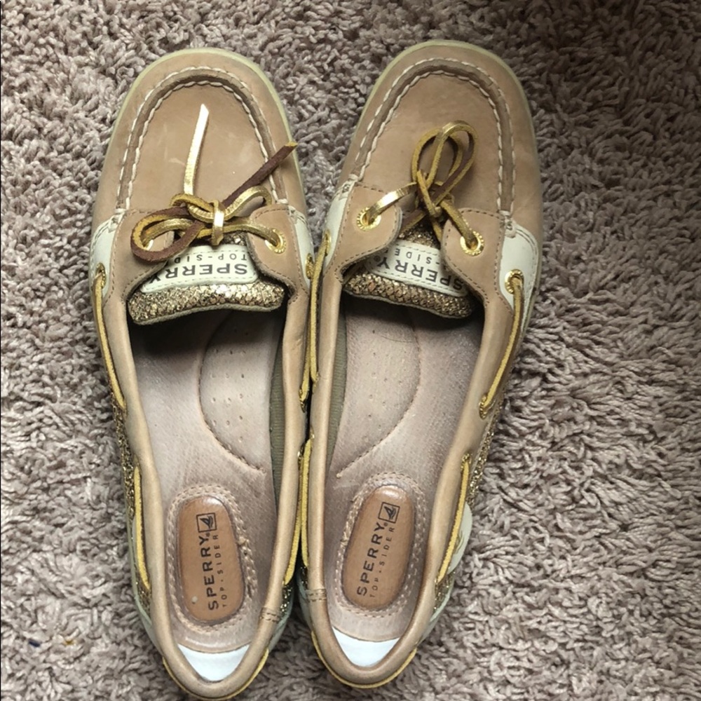 gold sperry boat shoes